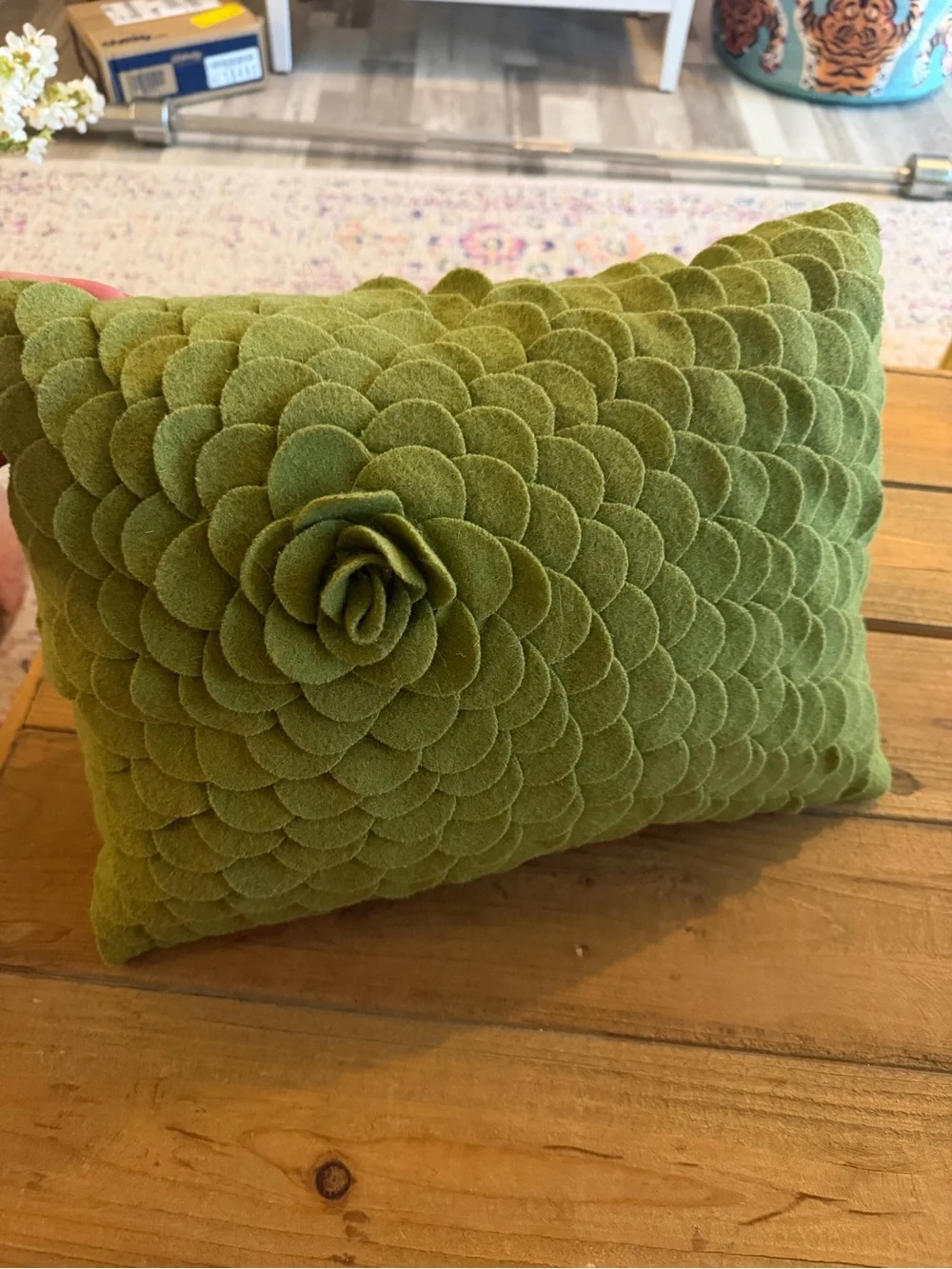 Pottery Barn Green Floral Petal Accent Pillow - Home Accents